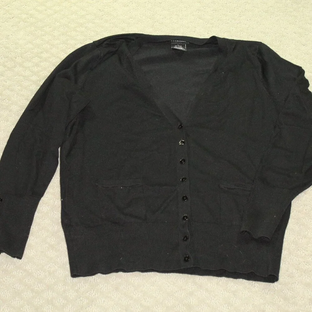 Grace Elements Women's L Black Button Up Sweater